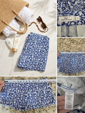 Vineyard Vines Blue White Floral Ditsy Shorts Size 0